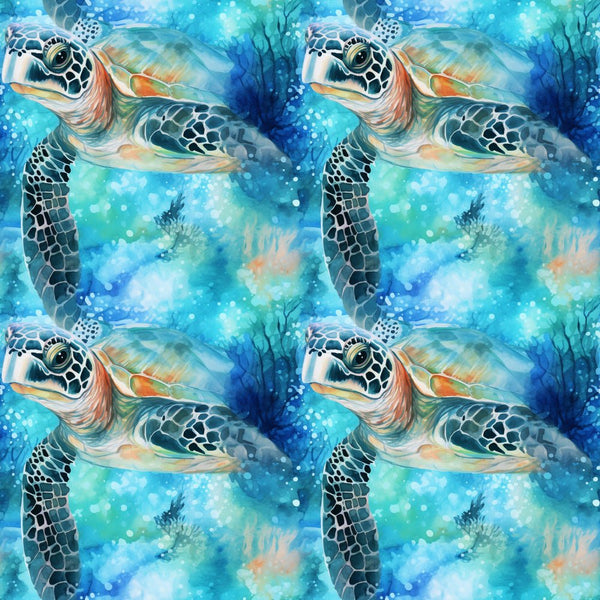 Swimming Sea Turtles Pattern 2 Fabric - ineedfabric.com