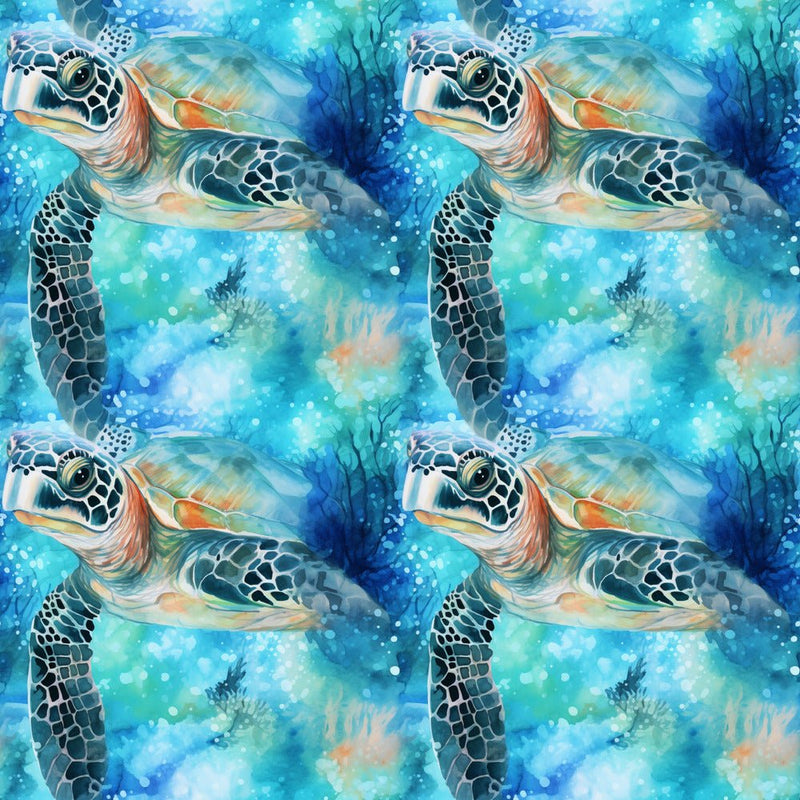 Swimming Sea Turtles Pattern 2 Fabric - ineedfabric.com