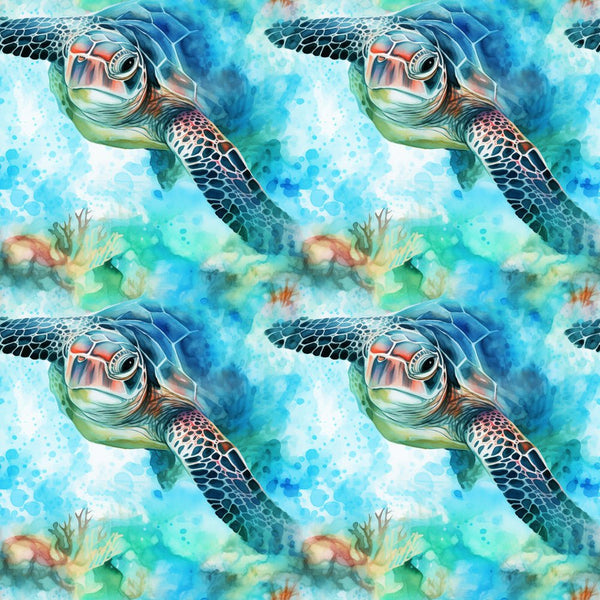 Swimming Sea Turtles Pattern 3 Fabric - ineedfabric.com