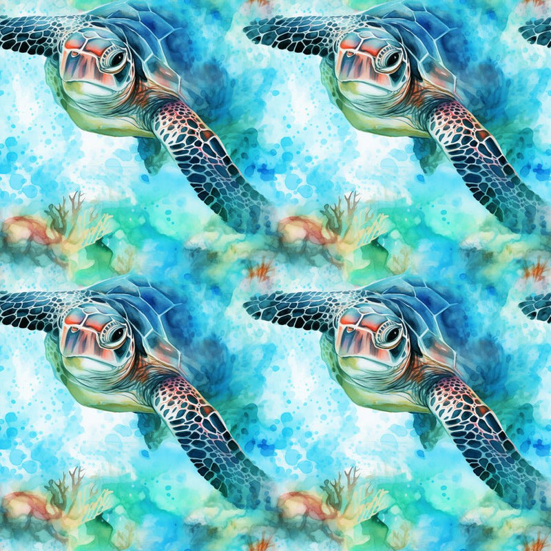 Swimming Sea Turtles Pattern 3 Fabric - ineedfabric.com