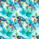 Swimming Sea Turtles Pattern 4 Fabric - ineedfabric.com