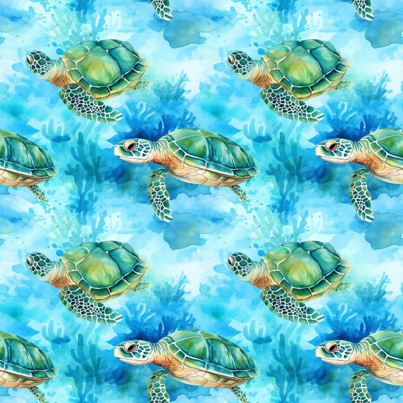 Swimming Sea Turtles Pattern 5 Fabric - ineedfabric.com