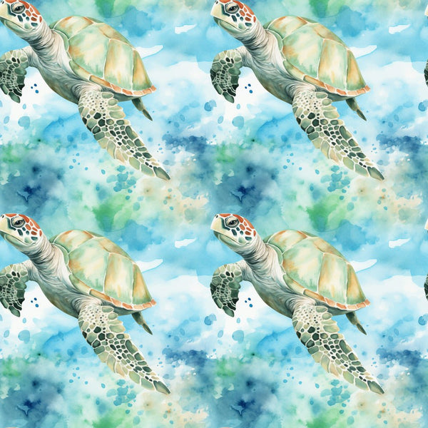 Swimming Sea Turtles Pattern 6 Fabric - ineedfabric.com
