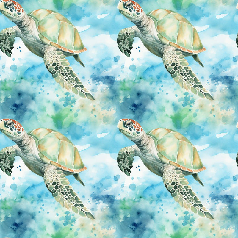 Swimming Sea Turtles Pattern 6 Fabric - ineedfabric.com