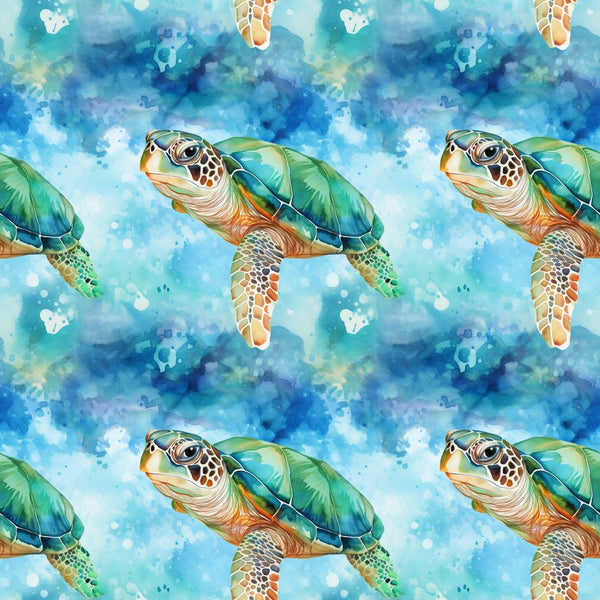 Swimming Sea Turtles Pattern 7 Fabric - ineedfabric.com