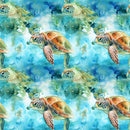 Swimming Sea Turtles Pattern 8 Fabric - ineedfabric.com