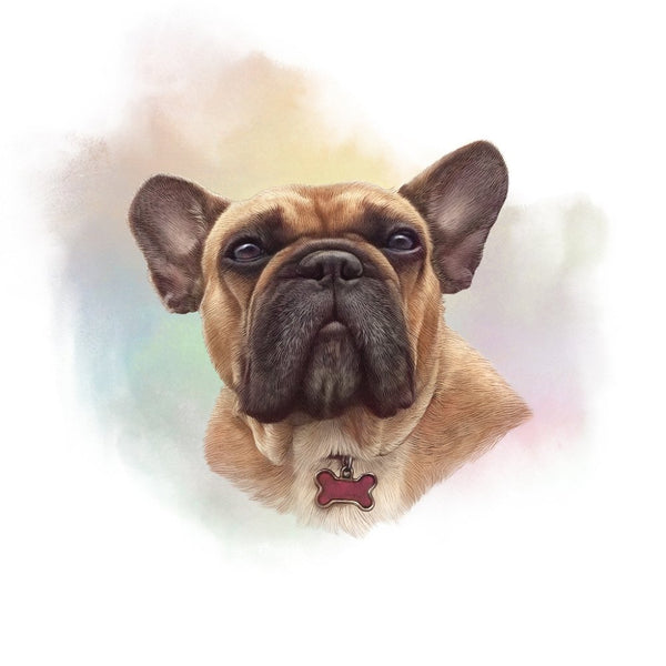 Tan French Bulldog With Collar Portrait Fabric Panel - ineedfabric.com