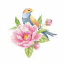 Tanager Perched on a Garden Rose Fabric Panel - ineedfabric.com