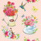 Tea Party Bouquet Dots Fabric - Pink - ineedfabric.com