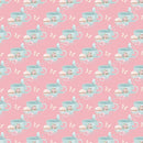 Tea Time Cups and Butterflies on Dots Fabric - Pink - ineedfabric.com