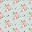 Tea Time Floral Bouquets Fabric - Blue - ineedfabric.com