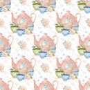 Tea Time Set Fabric - White - ineedfabric.com