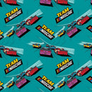 Team Nascar Tracks Fabric - Teal - ineedfabric.com