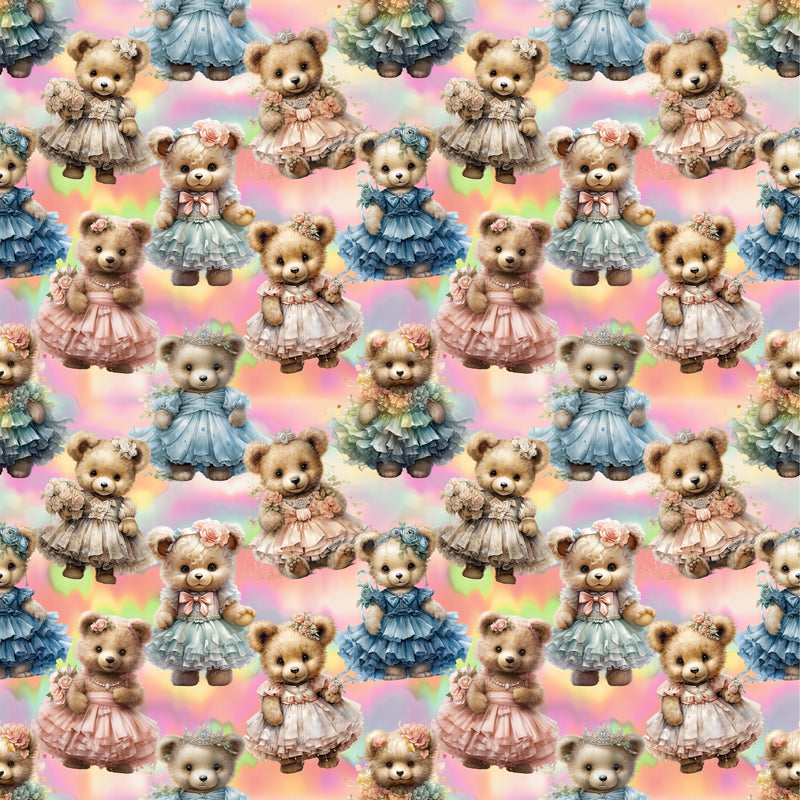 Teddy Bears in Dresses Fabric - ineedfabric.com
