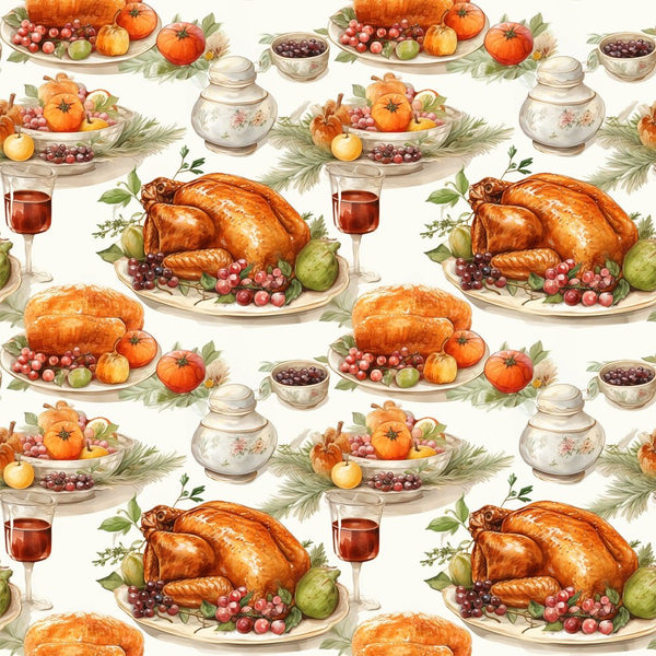 Thanksgiving Meal 1 Fabric - ineedfabric.com