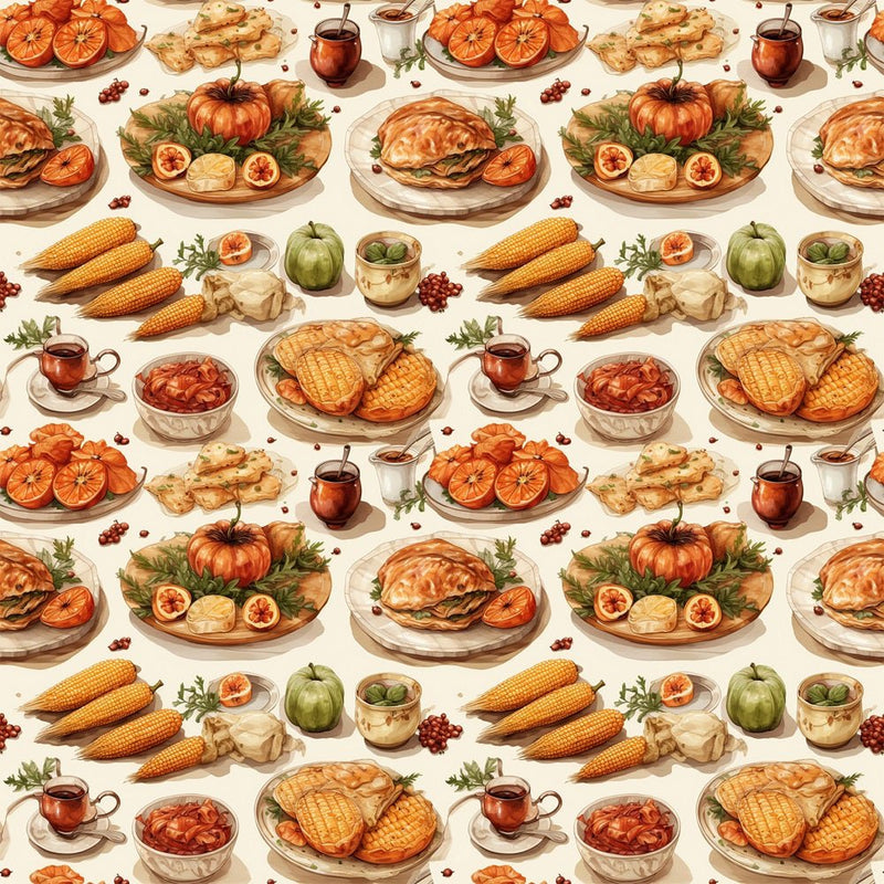 Thanksgiving Meal 10 Fabric - ineedfabric.com