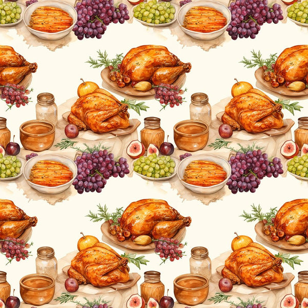 Thanksgiving Meal 2 Fabric - ineedfabric.com