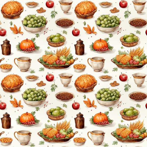 Thanksgiving Meal 8 Fabric - ineedfabric.com
