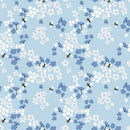 The Bees Knees White Petals Fabric - Blue - ineedfabric.com