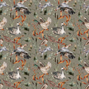 The Cottage Birds and Cattail Fabric - Green - ineedfabric.com