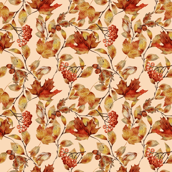 The Cottage Leaves Fabric - Pizazz Peach - ineedfabric.com