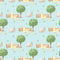 The Cutest Little Farm Apple Trees Fabric - Blue - ineedfabric.com