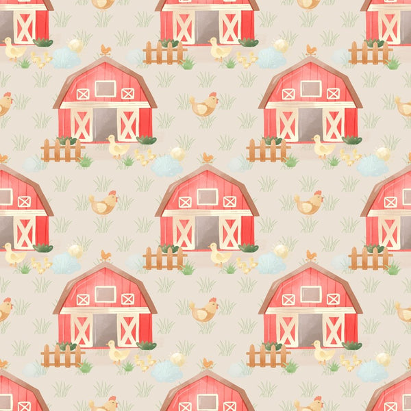 The Cutest Little Farm Barn Fabric - Brown - ineedfabric.com