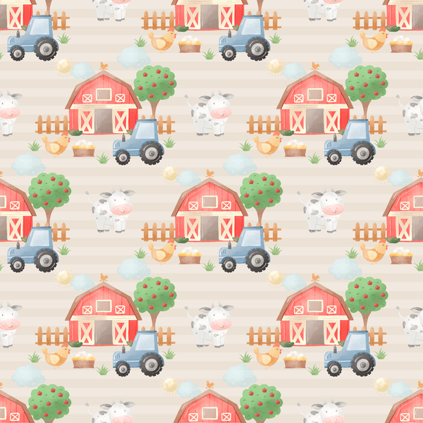 The Cutest Little Farm Scene 3 Fabric - Brown - ineedfabric.com