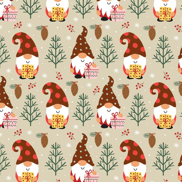 Winter Gnomes Fabric Fabric by the Yardmetercotton 