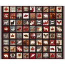 The Great White North Animal And Leaf Patch Fabric Panel - 36" - ineedfabric.com