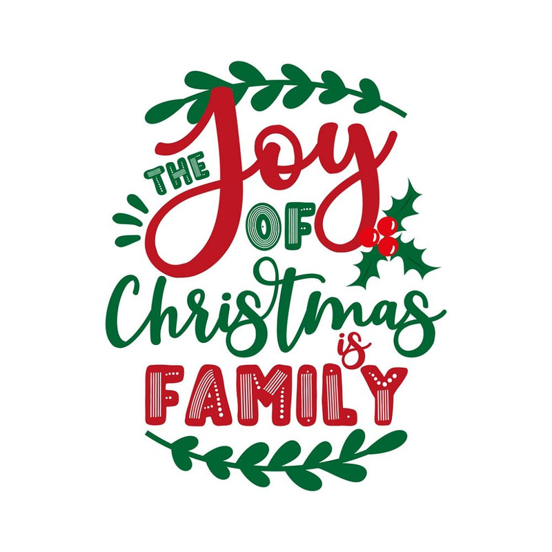 The Joy Of Christmas Is Family Fabric Panel - White - ineedfabric.com