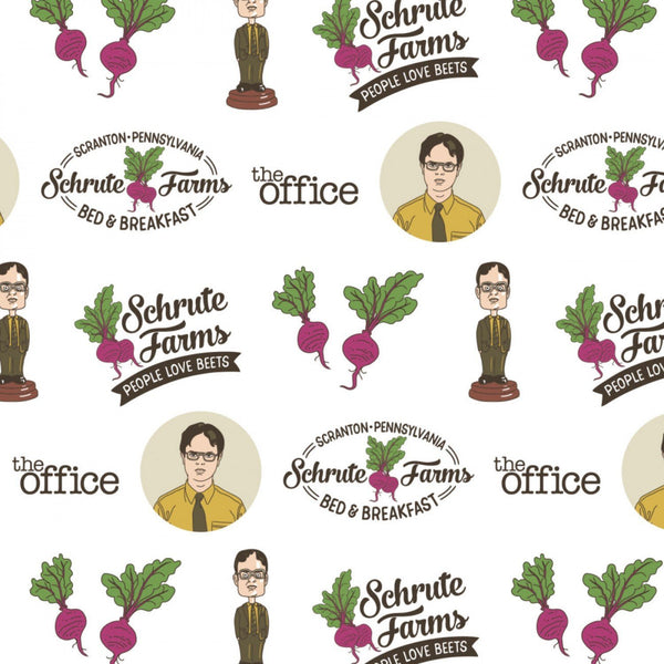 The Office Schrute Business Fabric - White - ineedfabric.com