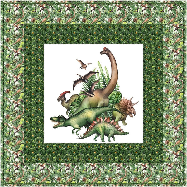 The World of Dinosaurs Wall Hanging/Lap Quilt Kit - 42" x 42" - ineedfabric.com