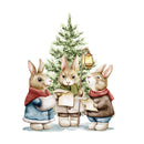 Three Caroling Bunnies With Tree Fabric Panel - ineedfabric.com