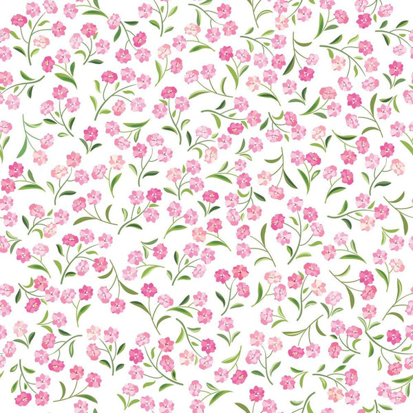 Tiny Pink Watercolor Flowers Fabric - ineedfabric.com