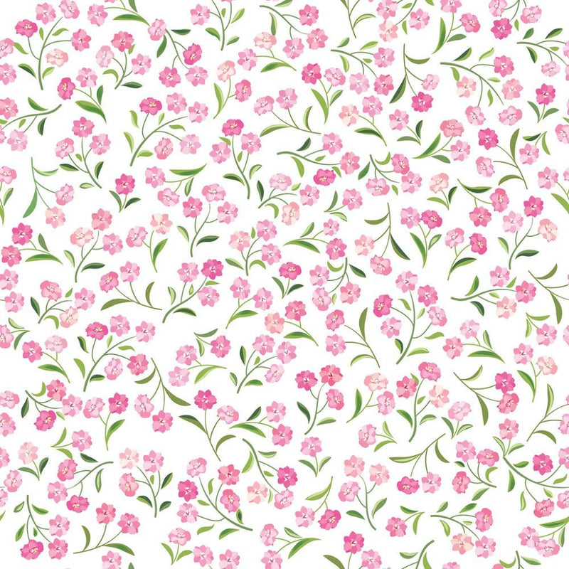 Tiny Pink Watercolor Flowers Fabric - ineedfabric.com