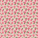 Tiny Roses on Hatched Pattern Fabric - Pink - ineedfabric.com