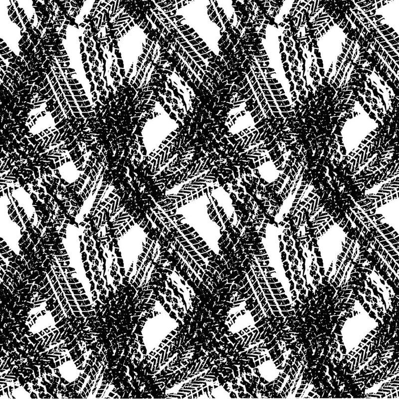Tire Tracks Fabric - Black/White - ineedfabric.com