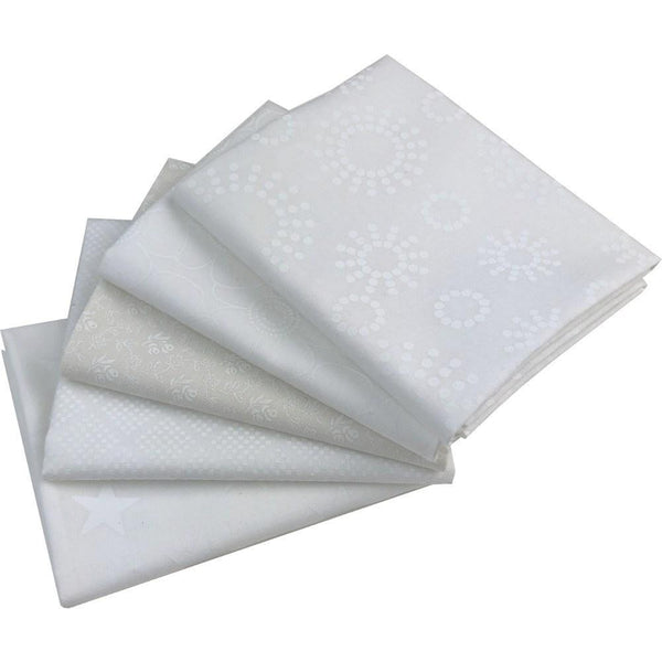 Tone on Tone Fat Quarter Bundle White on White - 5pk - ineedfabric.com