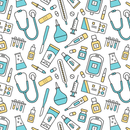 Tools Of Health Care Fabric - White - ineedfabric.com