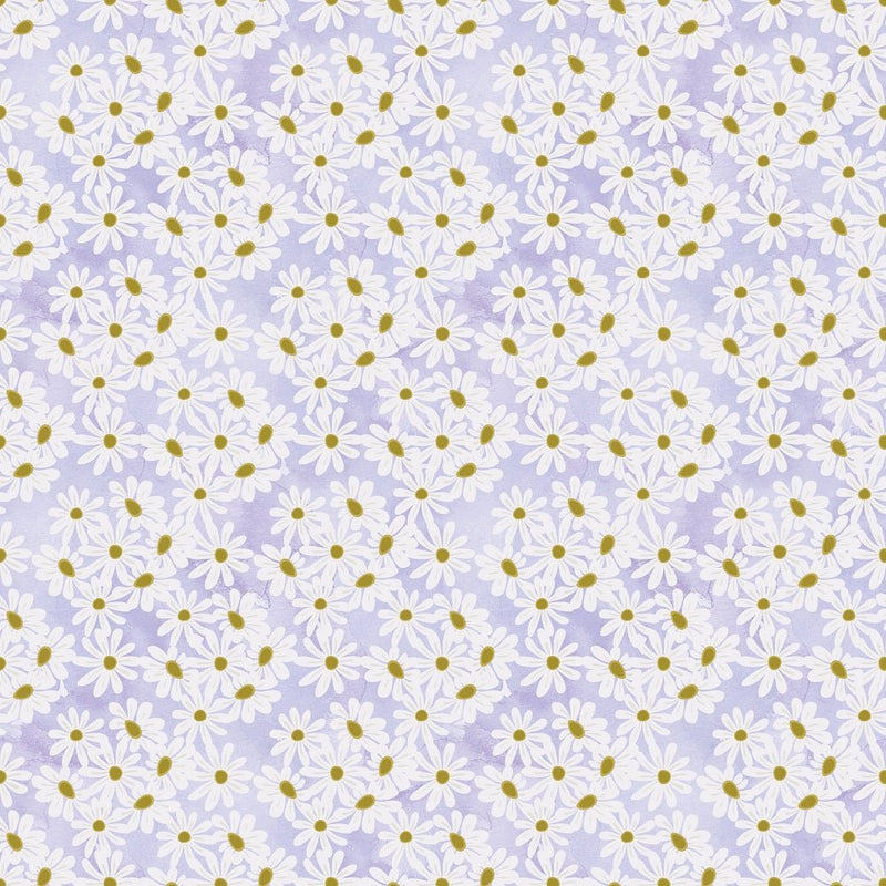 Tossed Daisies Fabric - Purple - ineedfabric.com