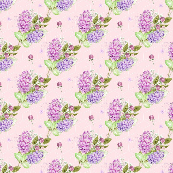 Tossed Lilac Bouquets Fabric - Pink - ineedfabric.com