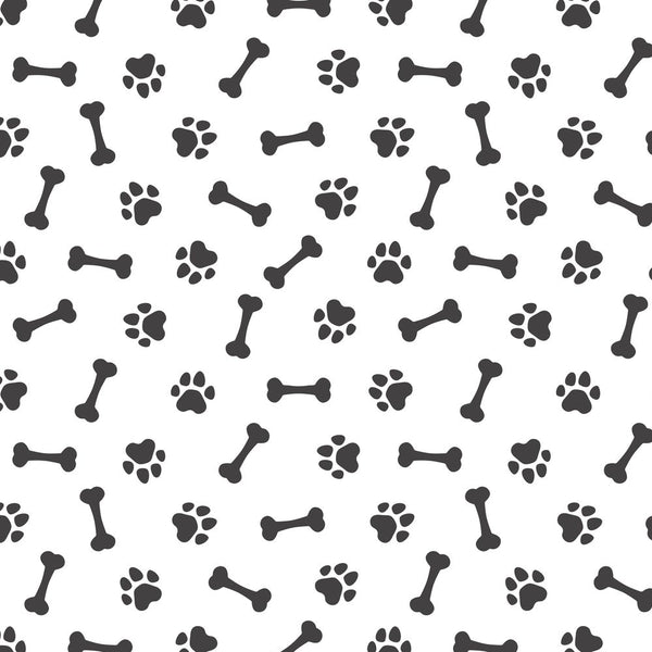 Tossed Paw Prints & Dog Bones Fabric - ineedfabric.com