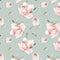 Tossed Peonies Fabric - Green - ineedfabric.com