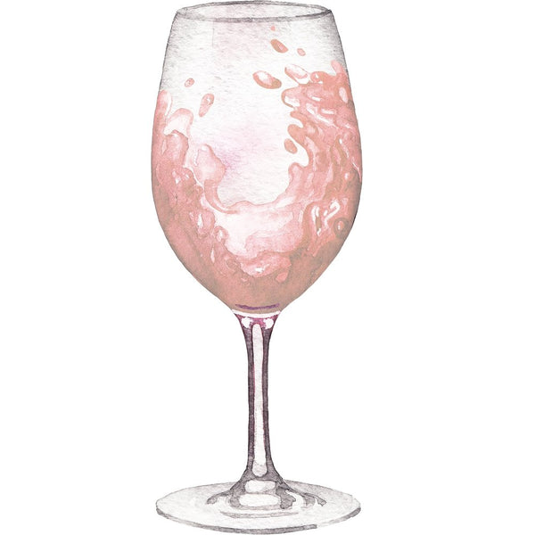 Tossed Pink Moscato Wine Glass Fabric Panel - ineedfabric.com