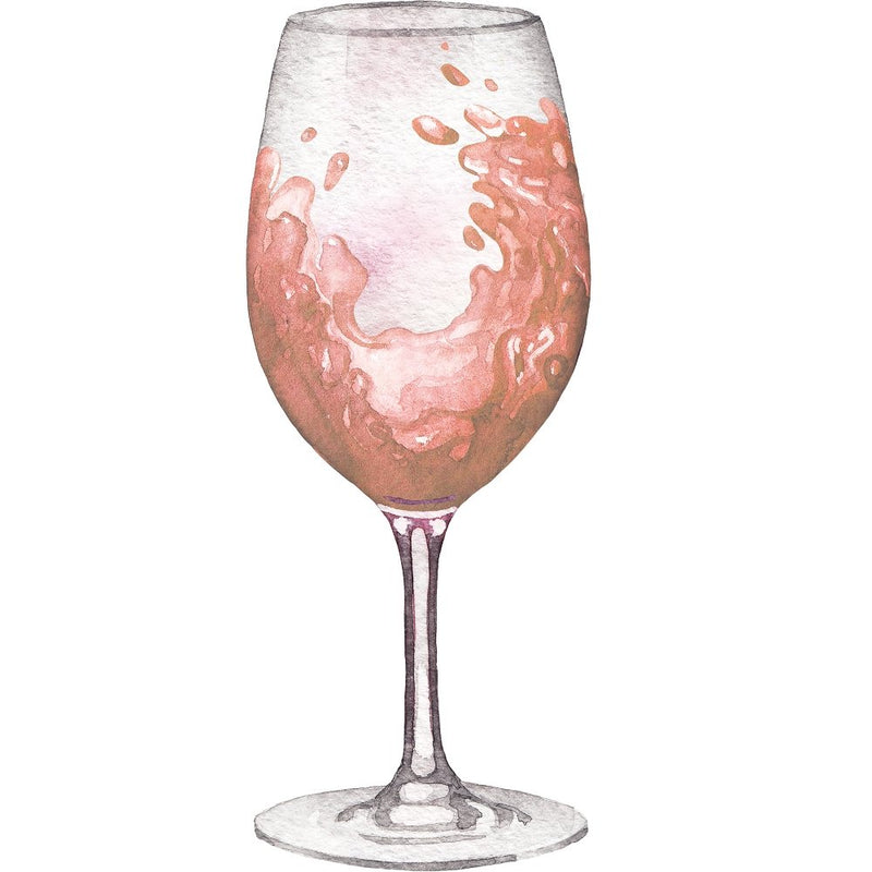 Tossed Rosé Wine Glass Fabric Panel - Variation 1 - ineedfabric.com