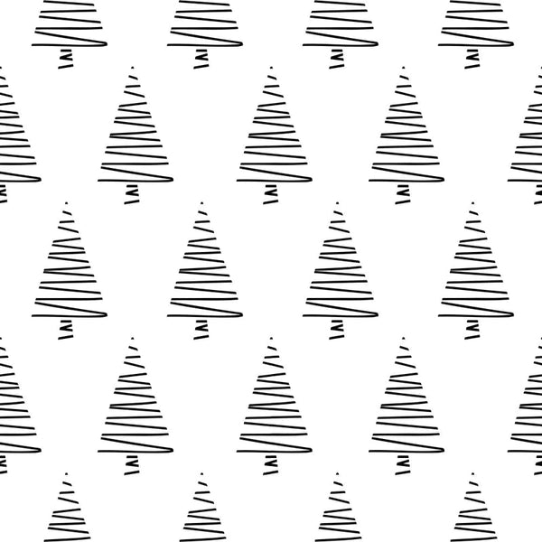 Tree Pattern 1 Fabric - Black & White - ineedfabric.com