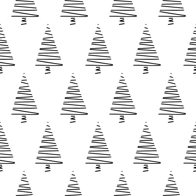 Tree Pattern 1 Fabric - Black & White - ineedfabric.com