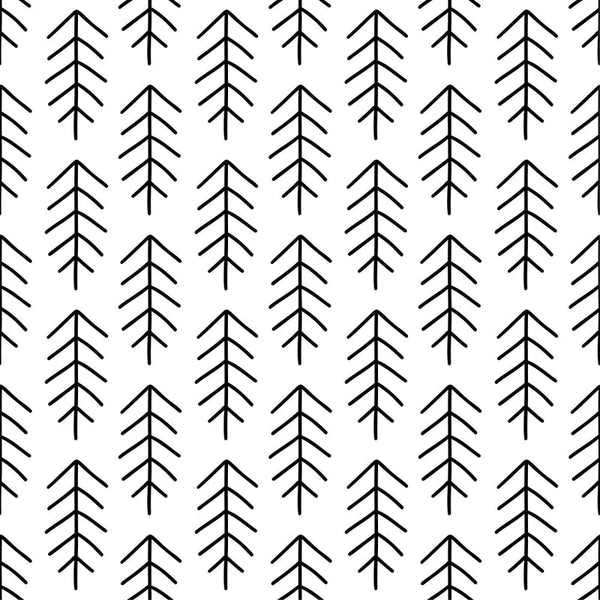 Tree Pattern 2 Fabric - Black & White - ineedfabric.com
