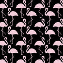 Trendy Flamingo Allover Fabric - Black - ineedfabric.com